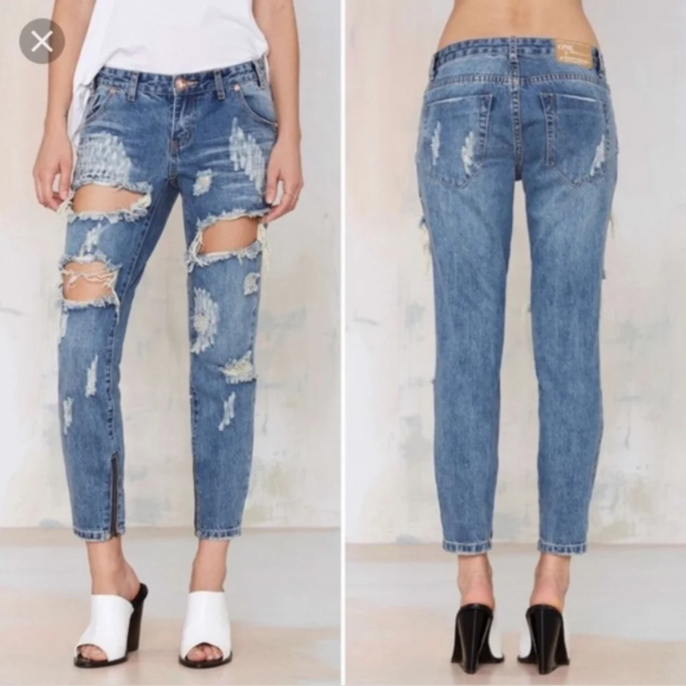 One by One Teaspoon Trashed Freebirds Jeans Size 25